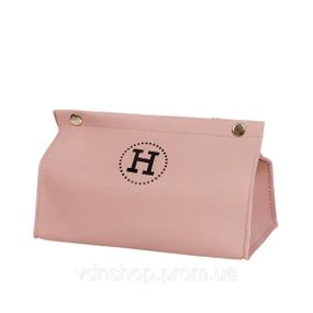 Салфетница из эко кожи 20×7.5×11.5 см для салфеток на кнопках Розовый HP-3-213P