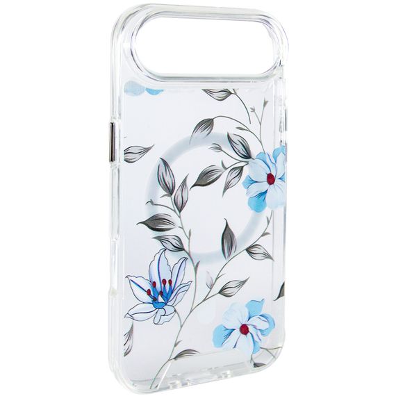 TPU+PC чохол Clear Garden with Magnetic Fit для Apple iPhone 17 Air (6.5") Blue Blossom