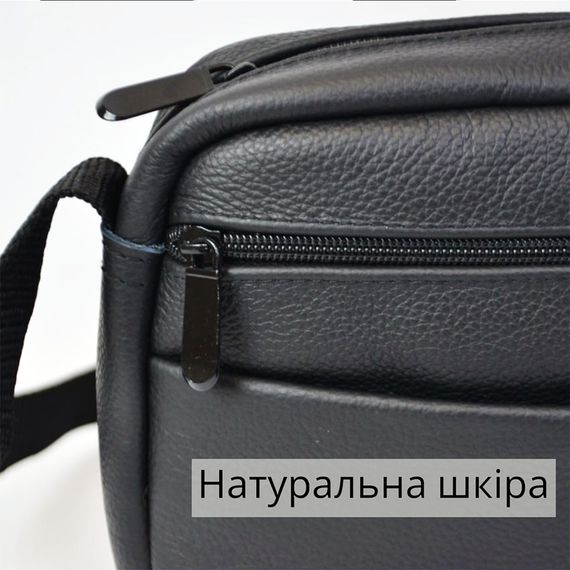 Стильная мужская сумка-мессенджер из натуральной кожи флотар, NE-677 черного цвета. | Зображення 2