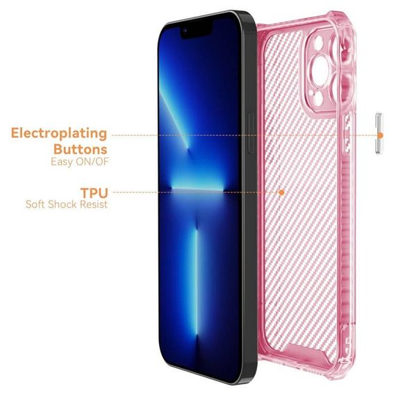 Чохол TPU Ease Carbon color series для Apple iPhone 13 Pro Max (6.7") Силікон, Розовый / Прозрачный | Зображення 1