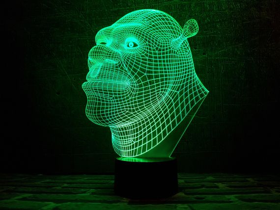 3D світильник нічник з пультом "Шрек"  3DTOYSLAMP