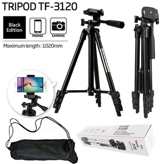 Штатив для фотоаппарата трипод 3120A + чехол Чёрный | Зображення 3