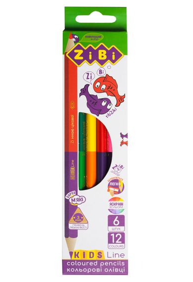 Карандаши цветные Double, 6 шт. (12 цветов), KIDS LINE ZB.2462 ZiBi (4823078932402)