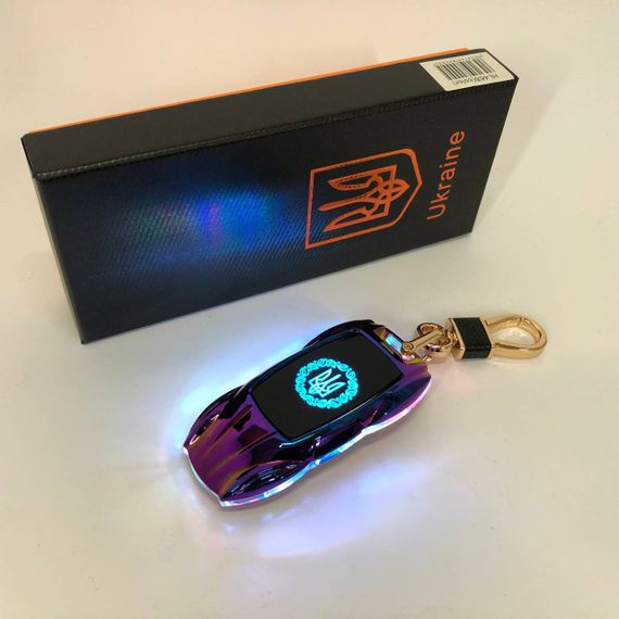 Электрическая зажигалка-брелок Украина с USB-зарядкой и подсветкой HL-468, с гравировкой. Цвет: хамелеон | Зображення 4