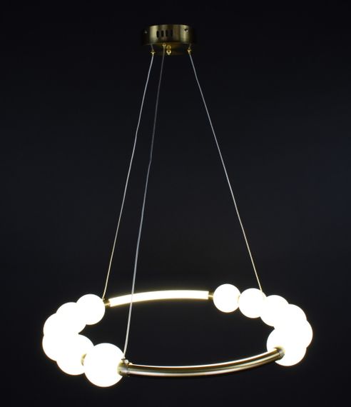 Люстра світлодіодна підвісна LED світильник для квартири на стелю лед 27209 Латунь 25-140х62х62 см. | Зображення 9