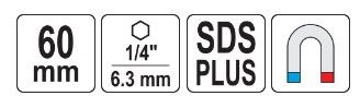 Адаптер держатель бит SDS+ для насадок HEX 1/4" 60 мм STHOR-23460 | Зображення 2