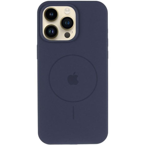 Чохол Silicone Case Full Protective (AA) V2 with MagSafe для Apple iPhone 14 Pro (6.1") Бежевий / Desert Gold Темно-синій / Midnight blue | Зображення 1