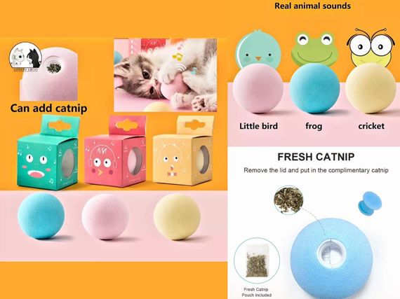 Игрушка мяч для котика 6 см издают звуки: | Зображення 1