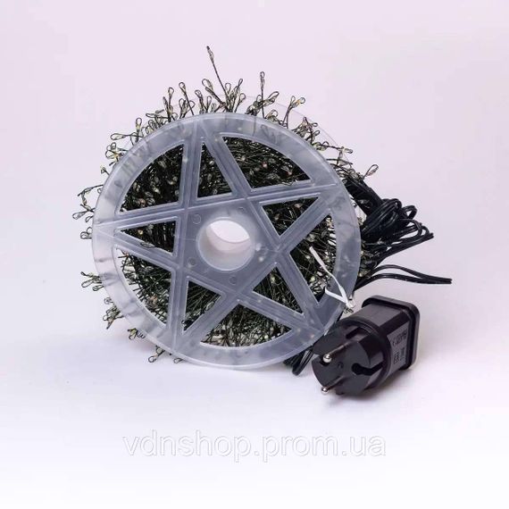 Гирлянда роса мишура 30 метров хвойная лапа 640 led светодиодов зеленый провод мультиколор D1750ML | Зображення 8