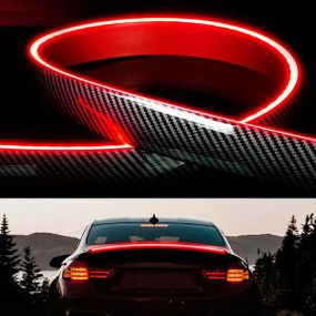 LED стрічка спойлер карбон 120 см червоне світло 12V