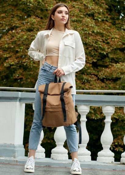 Жіночий рюкзак ролл Sambag RollTop LSH Коричневий тканевий 41 x 30 x 16 см (24211069) | Зображення 2