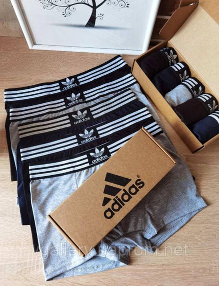 Чоловічий комплект трусів Adidas, подарунковий набір чоловічих трусів Адідас у коробці на 5 штук, набір трусів Адідас | Зображення 1