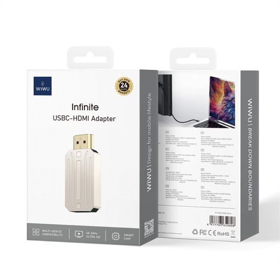 Переходник WIWU Wi-HB004 Infinite USB-C to HDMI Silver | Зображення 4