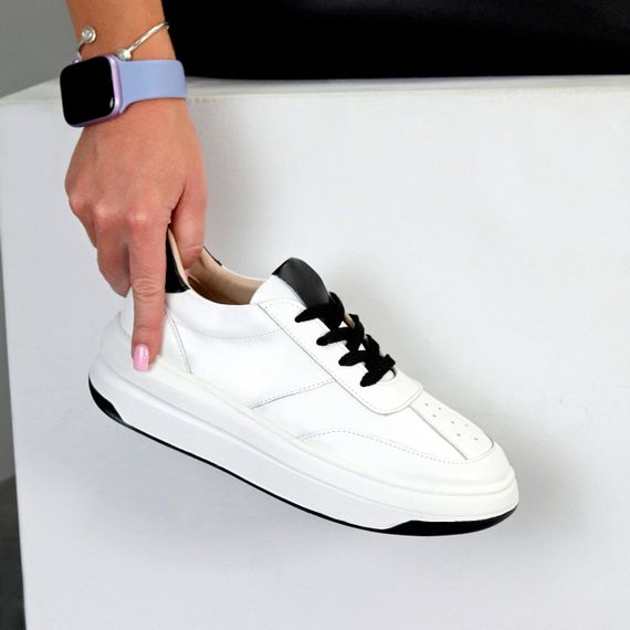 Молодежные белые кроссовки натуральная кожа с перфорацией | Зображення 2