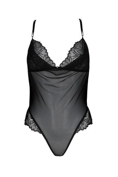 Сітчасте боді з мереживним ліфом Passion DELIENA BODY L/XL black | Зображення 2