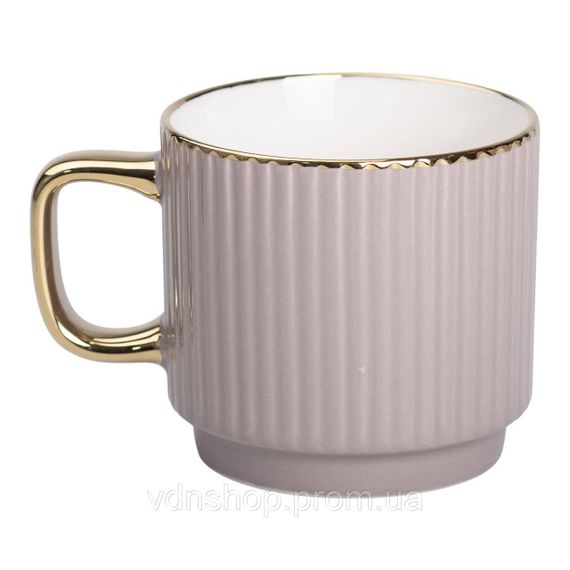 Чашка фарфоровая с золотым ободком и золотой ручкой 300 (мл) Кремовая RX-N231129CR