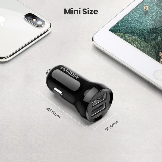 Автомобільний зарядний пристрій Ugreen ED018 24W 2xUSB Car Charger (Black) | Зображення 6