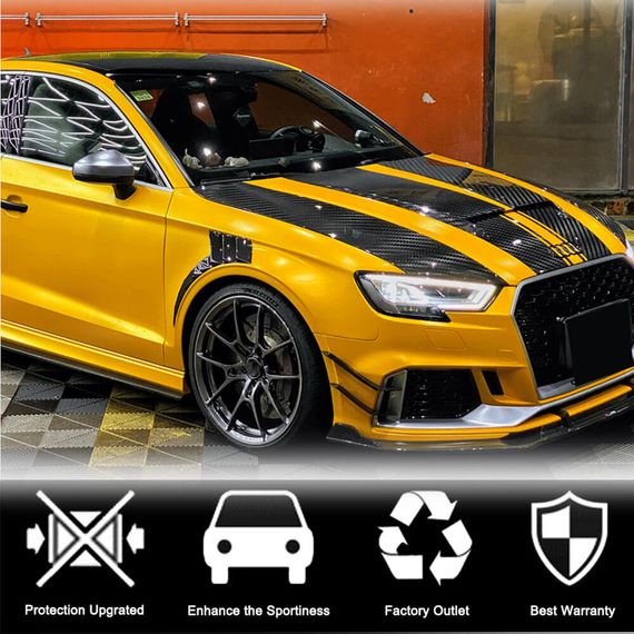 Накладки на передній бампер V2 (для RS3 SD 2017-2020, Карбон) для Ауди A3 рр | Зображення 2