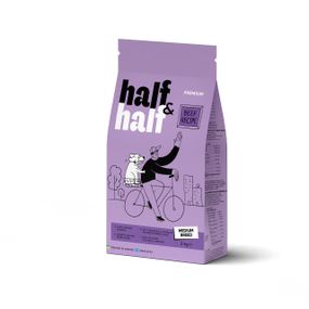 Корм Half&Half Adult Dogs Medium Breed сухий з яловичиною для дорослих собак середніх порід 2 кг