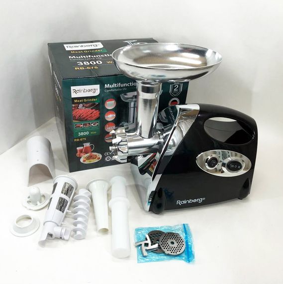 Кухонная мясорубка с реверсом Rainberg RB-675 3800 Вт, Мясорубка металлическая для сосисок DA-70 | Зображення 4