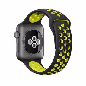 Спортивний ремінець з перфорацією Primo для годинника Apple Watch 42mm / 44mm / 45mm розмір L - Black&Yellow