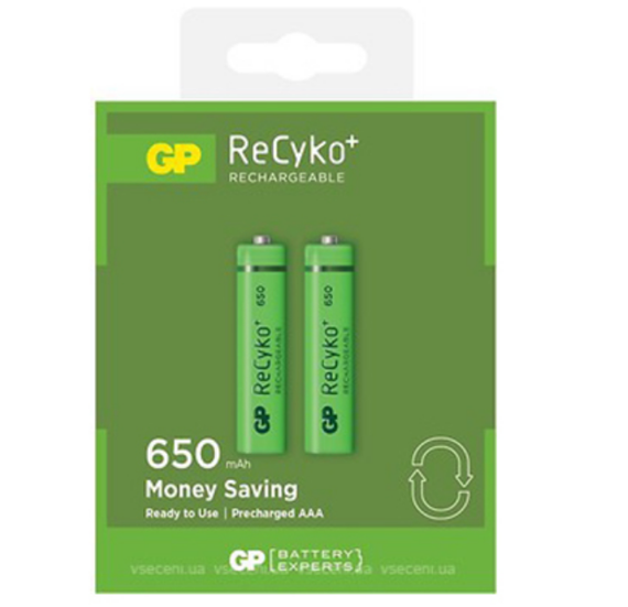 Акумулятор AAA/HR03 NiMh 650 мАh (бл-2шт) GP ReCyko New desing