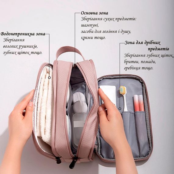 Органайзер-косметичка дорожня 25х11х14 см Сіра LoveYouHome | Зображення 3