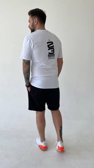 Мужской легкий летний костюм двойка с шортами, размер 48, цвет черный с белым | Зображення 3