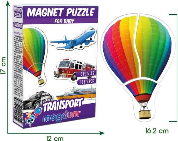 Набор магнитов Magdum Baby puzzle "Транспорт" ML4031-24 EN | Зображення 2