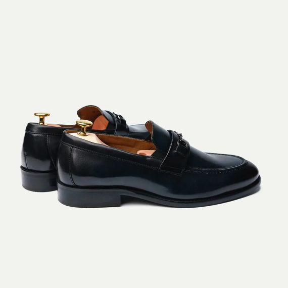 Чорні чоловічі лофери з металевою пряжкою 45 розмір | Зображення 4