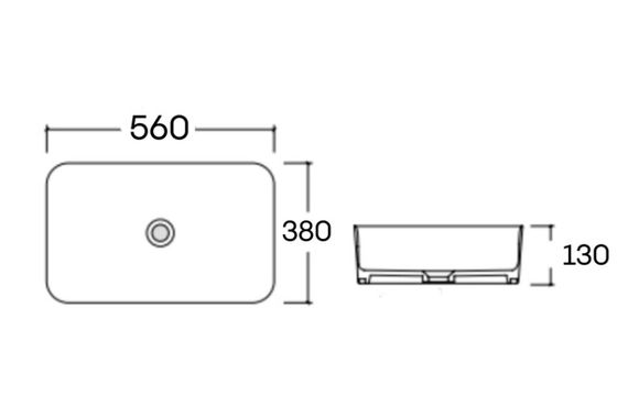 Раковина накладна Qtap Virgo N 560х380х130 мм, White, прямокутна, без донного клапана QT18116308W | Зображення 1
