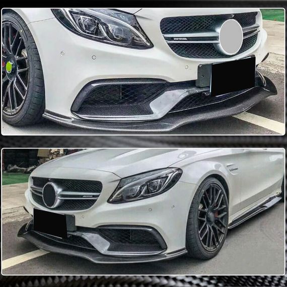 Накладка на передній бампер Lip V2 (для SD C63 AMG 2015-2019, Карбон) для Mercedes C-сlass W205 рр | Зображення 3