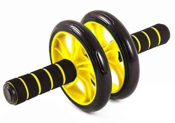 Ролик для пресу подвійний EasyFit з килимком, жовтий (EF-1352-Y)