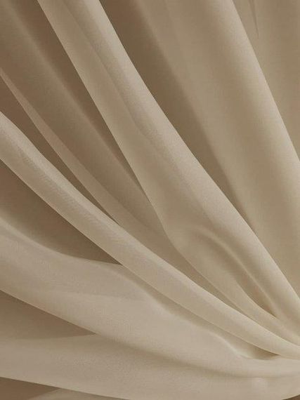 Кухонний короткий шифоновий тюль, 280х170см, з підхватами, колір білий з бежевим | Зображення 1