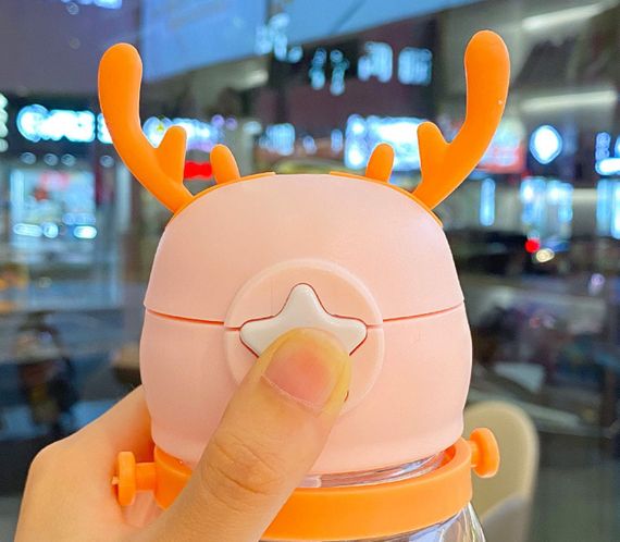 Поильник непроливайка з силіконовою трубочкою та ремінцем Динозавр Зелений | Зображення 2