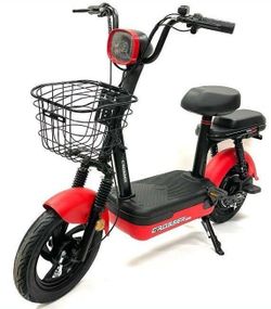 Электроскутер Crosser Mini LFP 450W 48V 15Ah, LiFePO4 аккумулятор, до 50 км пробег, электровелосипед 2 места Красный