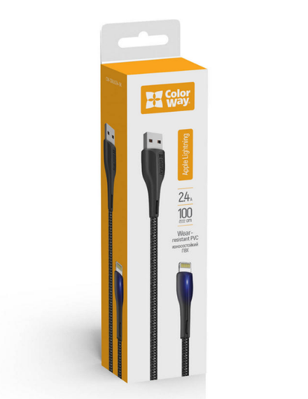 Кабель USB Lightning ColorWay CW-CBUL034-BK 2,4A 1м чорний
