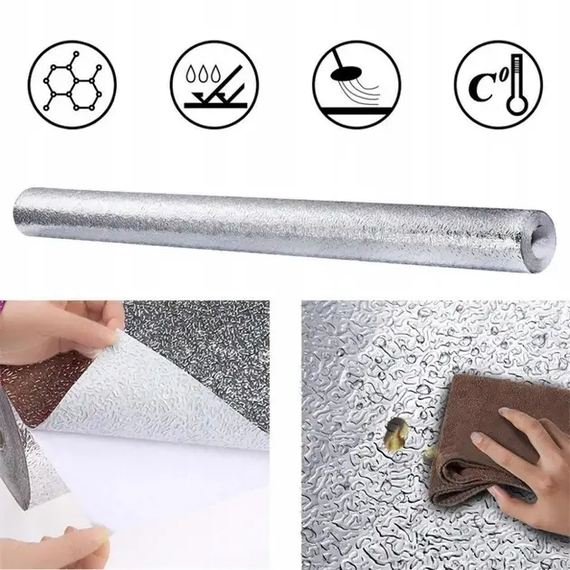 Водонепроницаемая самоклеящаяся фольга для кухонных поверхностей 500х60 см Серебристая