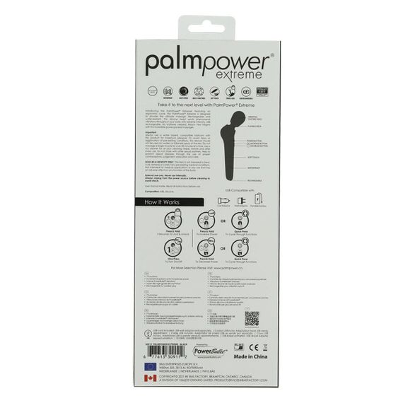 Потужний вібромасажер PalmPower EXTREME - Black водонепроникний, з плавним регулюванням | Зображення 6