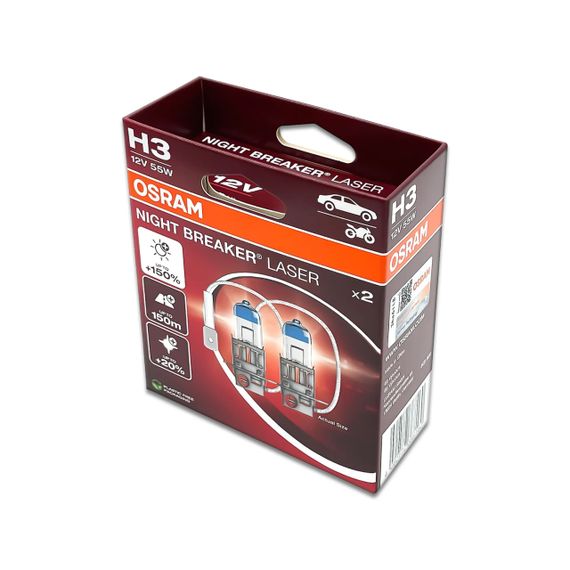 Комплект галогенових ламп OSRAM 64151NL-2HB H3 Night Breaker LASER +150% 55W 12V Pk22s (2 шт) | Зображення 3