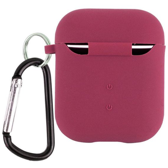 Силиконовый футляр с микрофиброй для наушников Airpods 1/2 Бордовый / Plum | Зображення 1