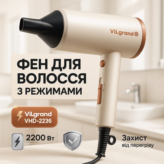 Електрофен для волосся з додатковими насадками, Професійний фен оригінал, Класичний фен для волосся WZ-30