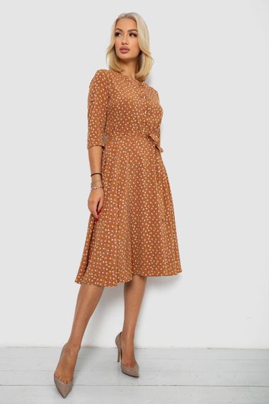 Платье софт с принтом, цвет коричневый, 230R1011-5 | Зображення 2