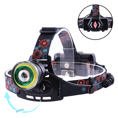 Мощный налобный фонарь T106 со светодиодом T6 + COB, АКБ 18650 х 2 шт, zoom