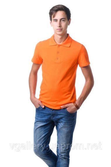 Футболка чоловіча ПОЛО - Помаранчева з коротким рукавом