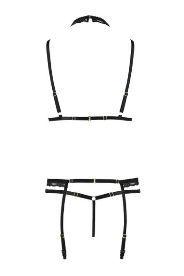 Комплект білизни з чокером та відкритим доступом SHELLY SET black S/M - Passion | Зображення 3