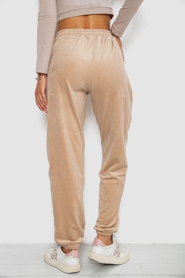 Спортивные штаны велюровые женские на флисе, цвет светло-бежевый, 238R58649-1 | Зображення 3
