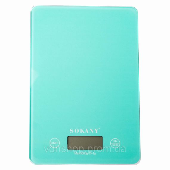 Весы для кухни Sokany до 5 кг электронные на батарейках Lugi Бирюзовый SK-19027M