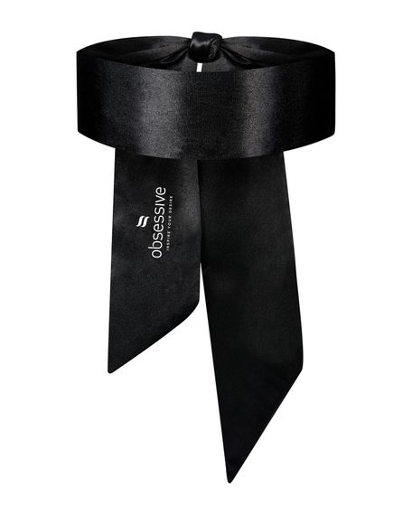 Атласна пов’язка маска Obsessive Blindfold black One size, чорна | Зображення 1