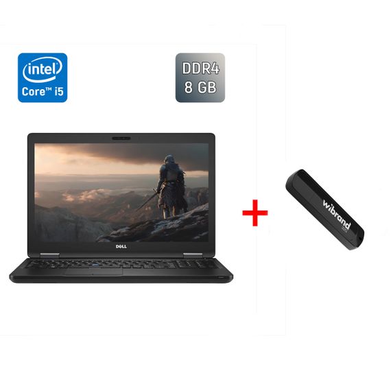 Ноутбук Dell Latitude 5580 / 15.6" (1366x768) TN / Intel Core i5-7200U (2 (4) ядра по 2.5 - 3.1 GHz) / 8 GB DDR4 / 128 GB SSD / Intel HD Graphics 620 / WebCam / Windows 10 б/в + Подарунок  Флеш-накопичувач USB 32 ГБ